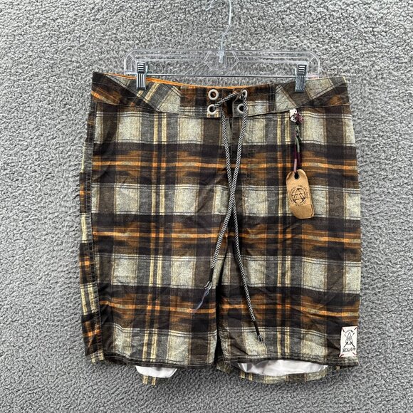 New 3rd & Army Board Shorts Mens 36 Swim Trunk Bottoms Multicolor Plaid - Picture 1 of 14